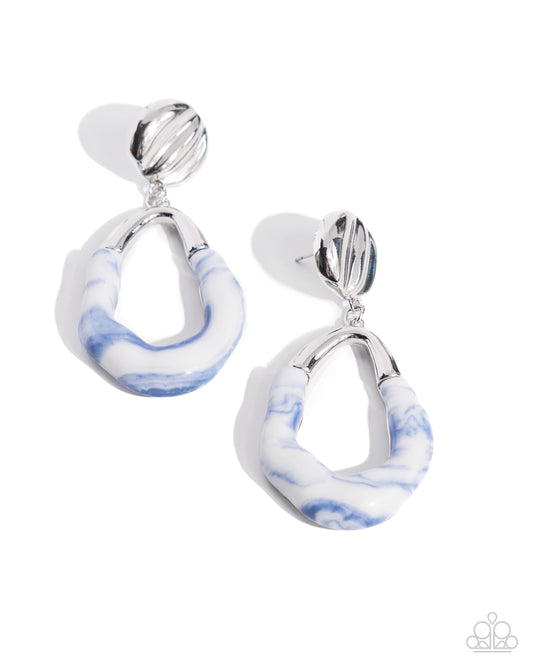 High-Sheen Swirls - Blue Earrings - Paparazzi Accessories