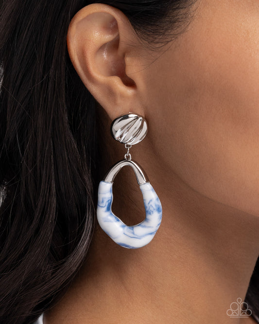 High-Sheen Swirls - Blue Earrings - Paparazzi Accessories