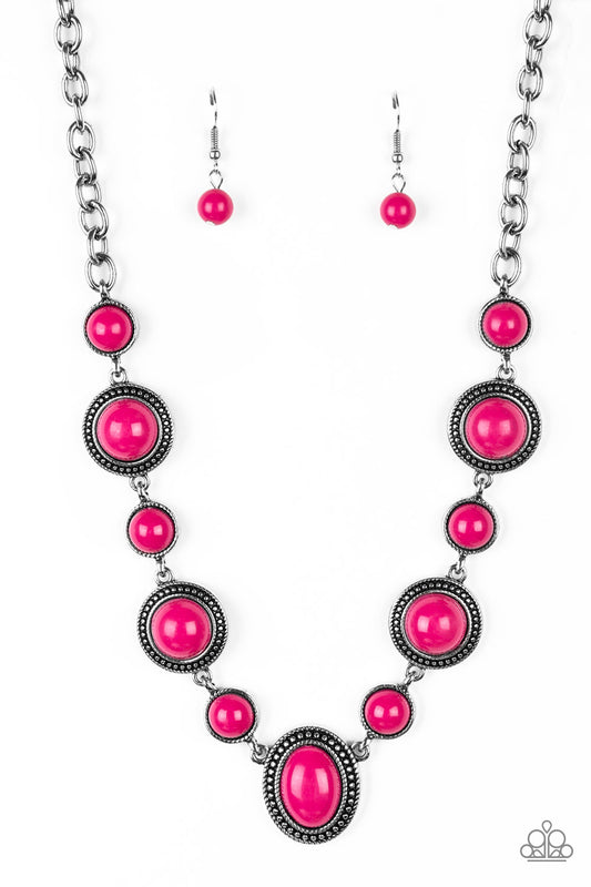 Voyager Vibes - Pink Necklace - Paparazzi Accessories - Jazzy Jewels With Lady J