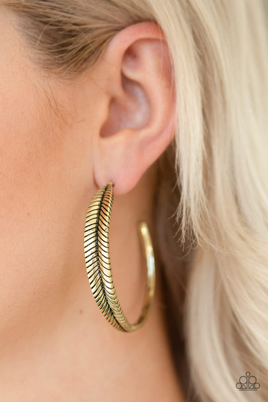 Funky Feathers - Brass Earrings