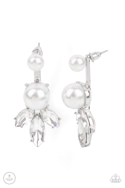 Extra Elite - White Earrings - Paparazzi Accessories
