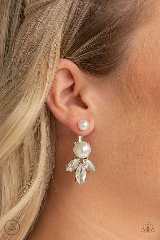 Extra Elite - White Earrings - Paparazzi Accessories