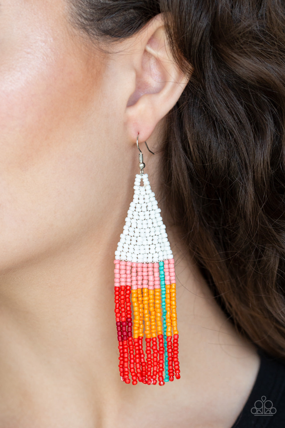 Beaded Boho - White Earrings