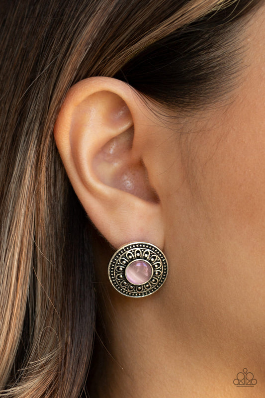 Fine Flora - Pink Earrings - Paparazzi Accessories