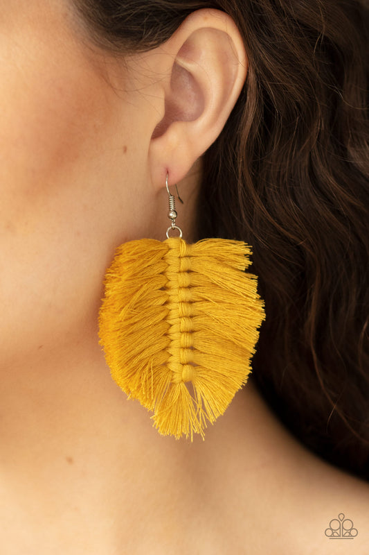 Knotted Native - Yellow Earrings - Paparazzi Accesspries