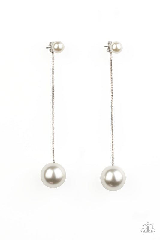 Extended Elegance - White Earrings