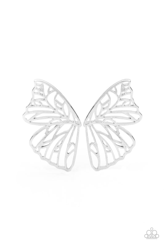 Butterfly Frills - Silver Earrings