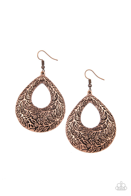 Flirtatiously Flourishing - Copper Earrings