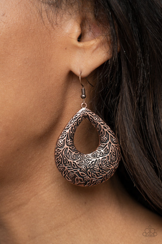 Flirtatiously Flourishing - Copper Earrings
