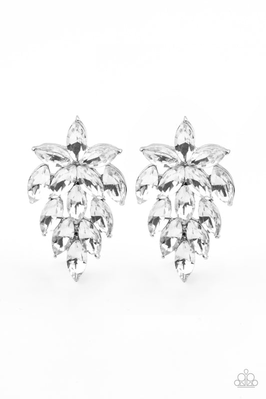 They See Me Glowin - White Earrings - Paparazzi Accessories
