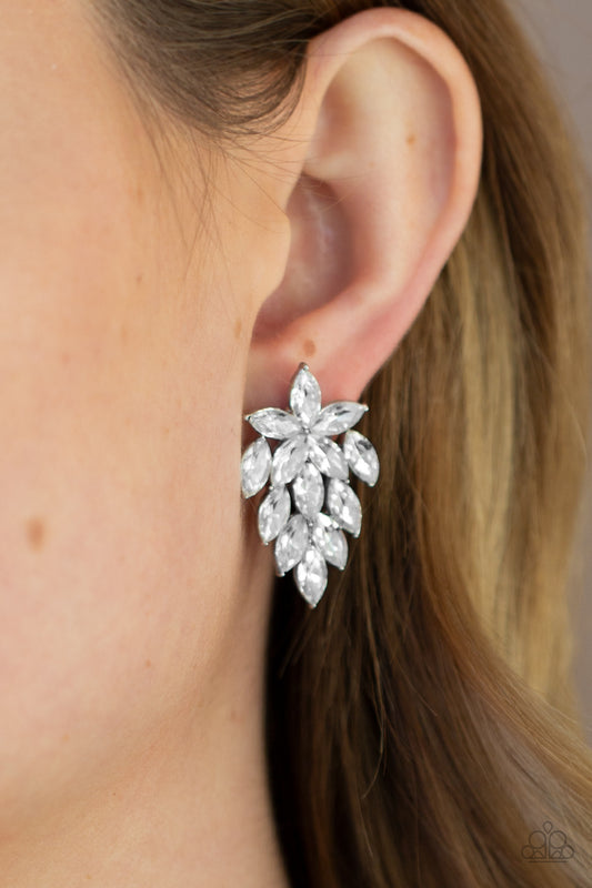 They See Me Glowin - White Earrings - Paparazzi Accessories