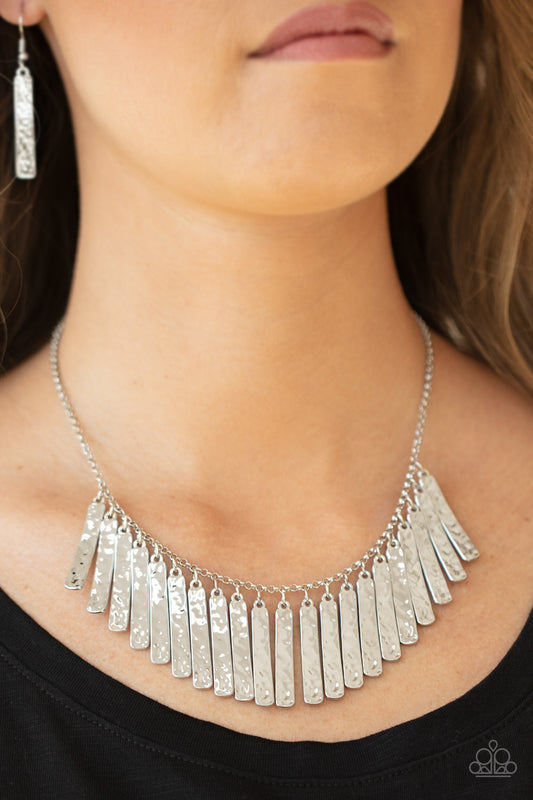 Metallic Muse - Silver Necklace - Paparazzi Accessories
