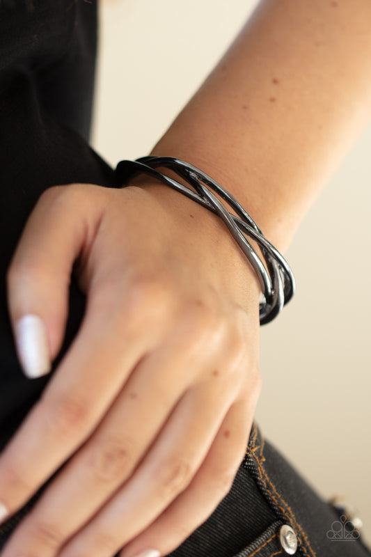 PLAIT Tectonics - Black Bracelet - Paparazzzi Accessories