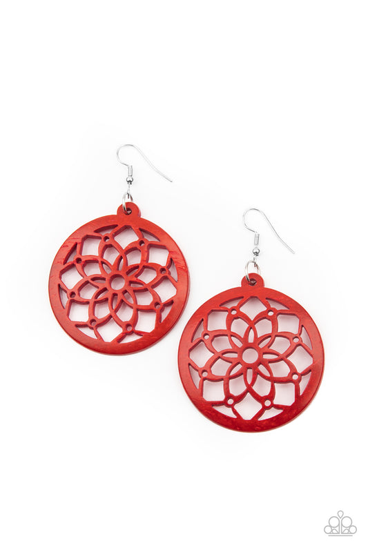 Mandala Meadow - Red Earrings - Paparazzi Accessories