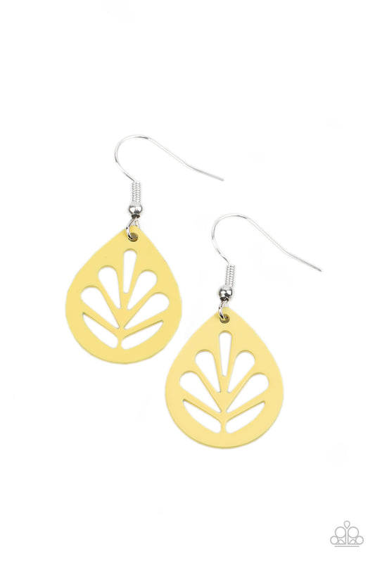LEAF Yourself Wide Open - Yellow Earrings - Paparazzi Accessories