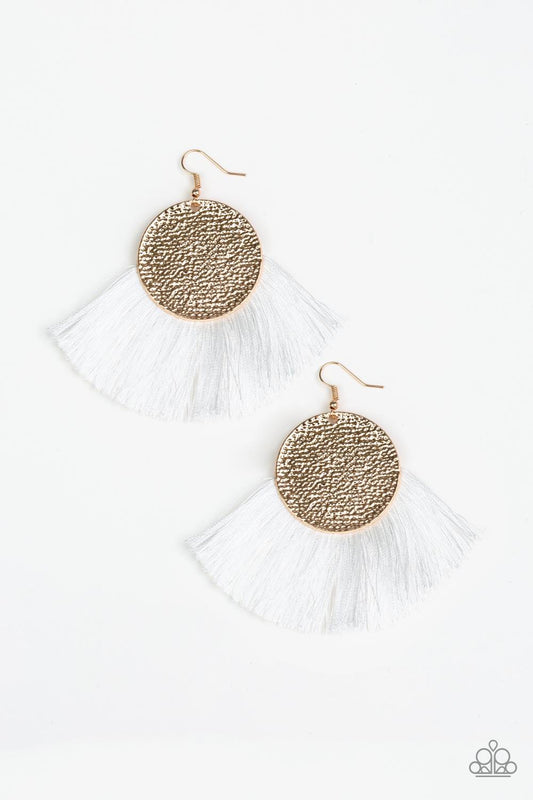 Foxtrot Fringe - Gold Earrings - Paparazzi Accessories