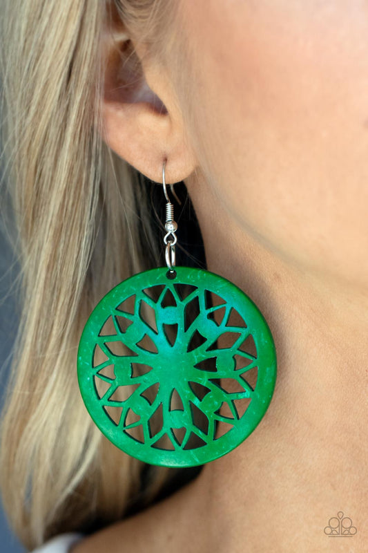 Ocean Canopy - Green Earrings - Paparazzi Accessories