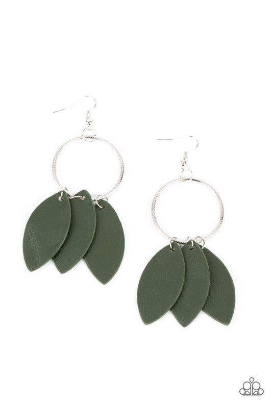 Leafy Laguna - Green Earrings - Paparazzi Accessories