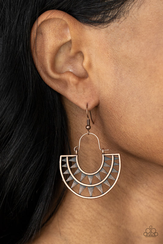 Solar Surge - Copper Earrings - Paparazzi Accessories