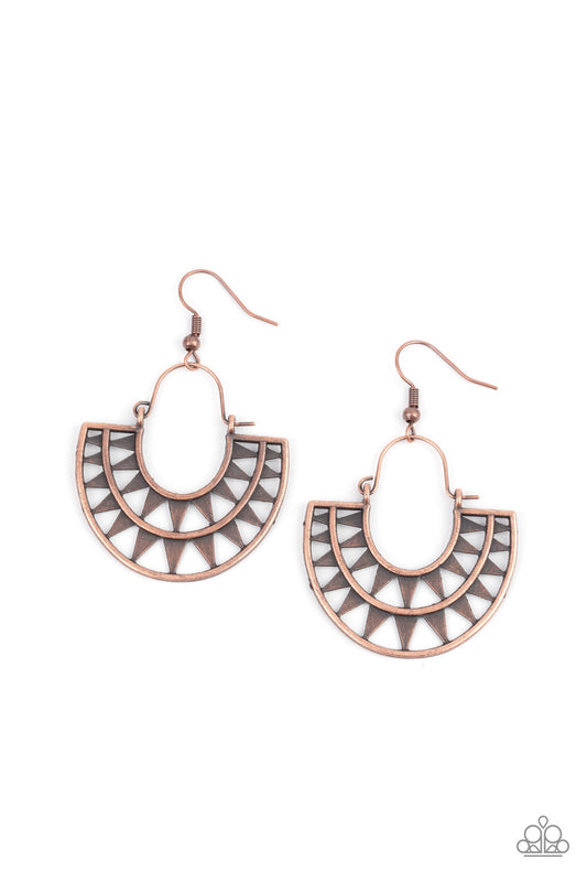 Solar Surge - Copper Earrings - Paparazzi Accessories