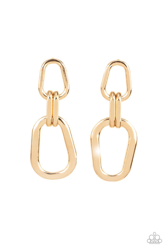 Harmonic Hardware - Gold Earrings - Paparazzi Accessories