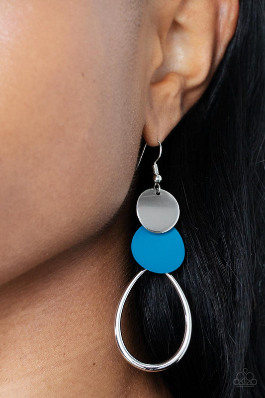Retro Reception - Blue Earrings - Paparazzi Accessories
