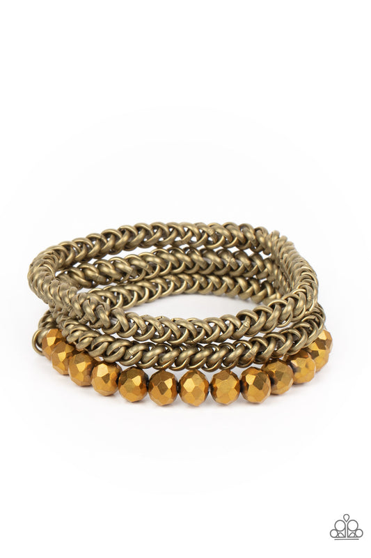 Gutsy and Glitzy - Brass Bracelet - Paparazzi Accessories