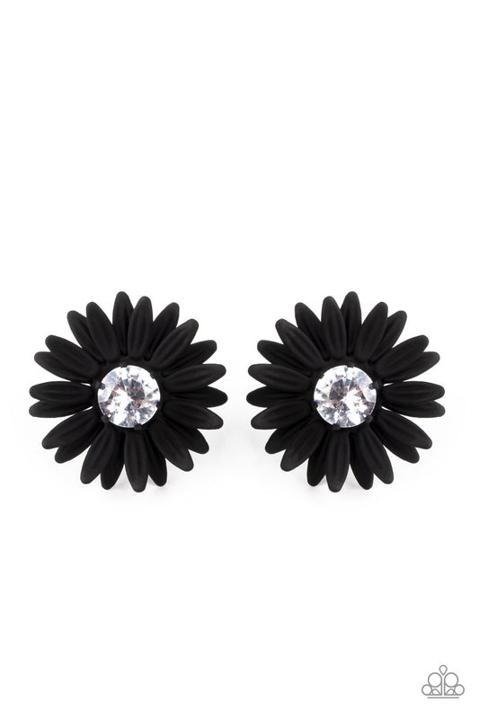 Sunshiny DAIS-y - Black Earrings - Paparazzi Accessories