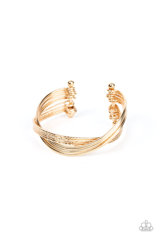 Industrialized Shimmer - Gold Bracelet - Paparazzi Accessories