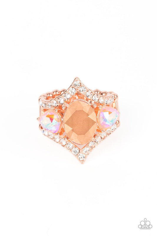 Bow Down to Dazzle - Copper Ring - Paparazzi Accessories