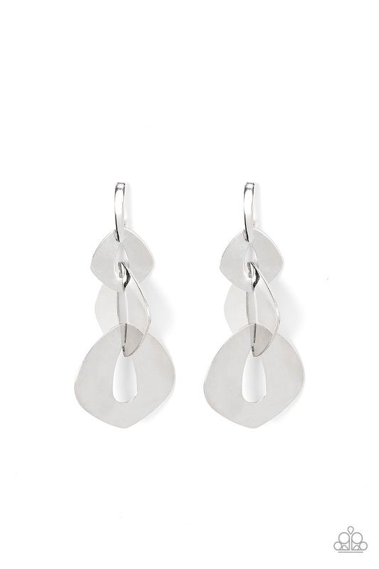 Enveloped in Edge - Silver Earrings - Paparazzi Accessories