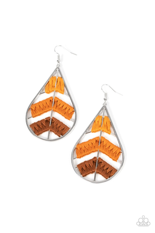 Nice Threads - Orange Earrings - Paparazzi Accessories