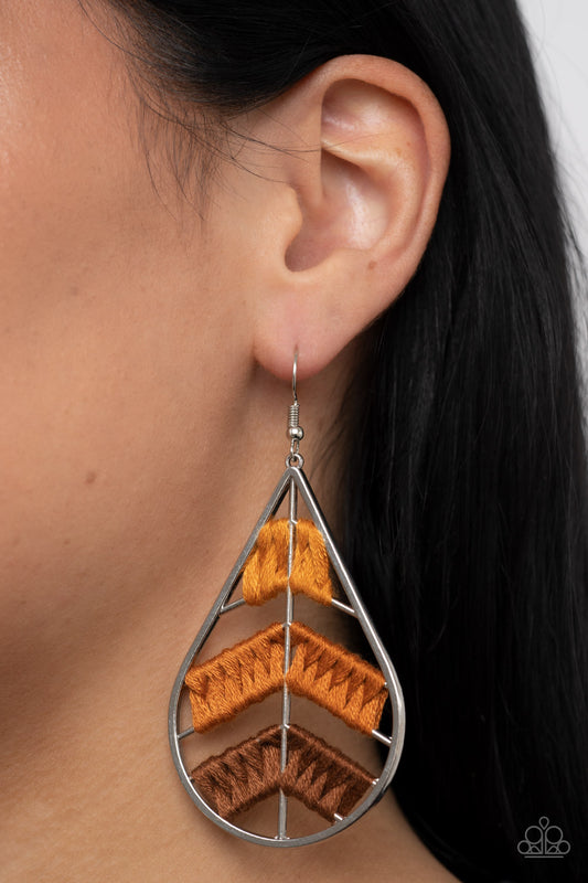 Nice Threads - Orange Earrings - Paparazzi Accessories