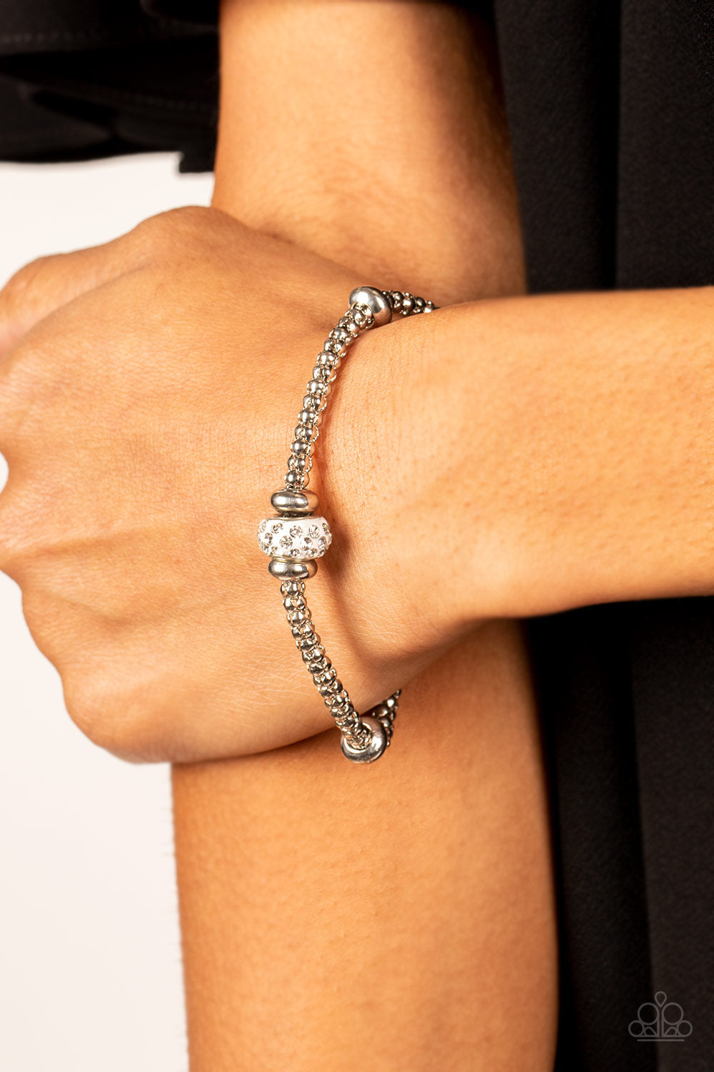 Downtown Decoupage - White Bracelet - Paparazzi Accessories