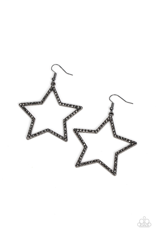 Supernova Sparkle - Black Earrings - Paparazzi Accessories