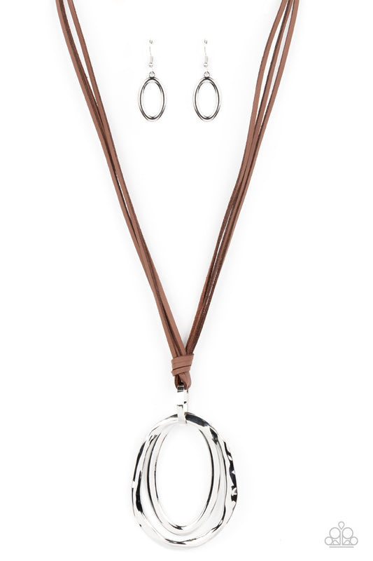 Long OVAL-due - Brown Necklace - Paparazzi Accessories