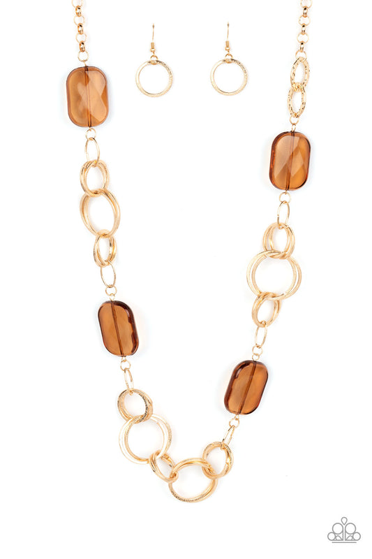 Stained Glass Glamour - Brown Necklace - Paparazzi Accessories