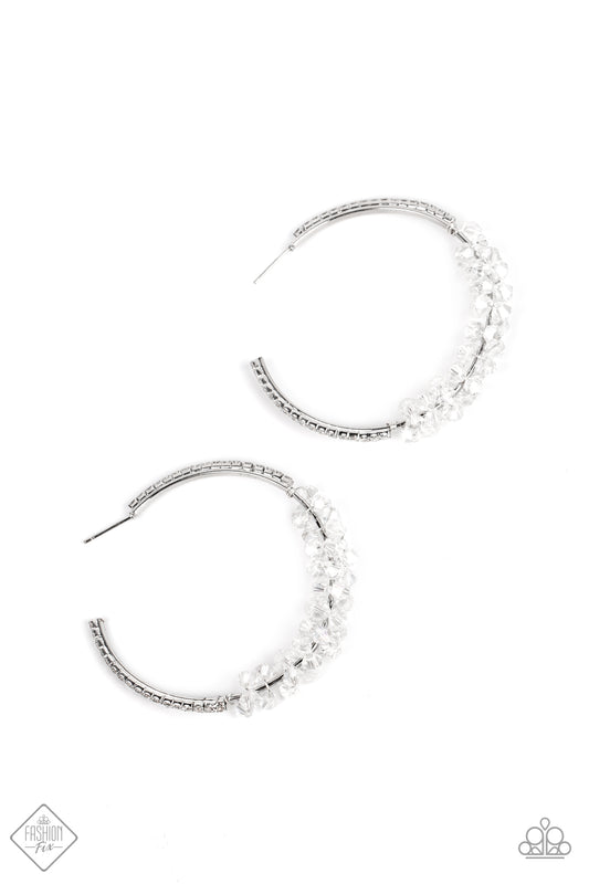 Bubble-Bursting Bling - White Earrings - Paparazzi Accessories