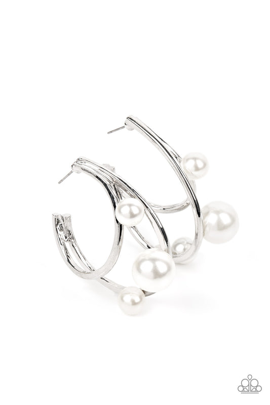 Metro Pier - White Earrings - Paparazzi Accessories