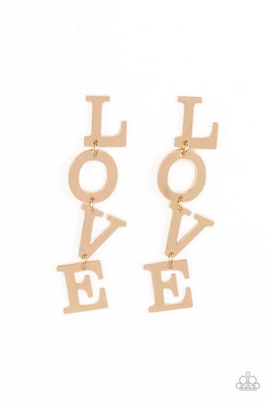 L-O-V-E - Gold Earrings - Paparazzi Accessories