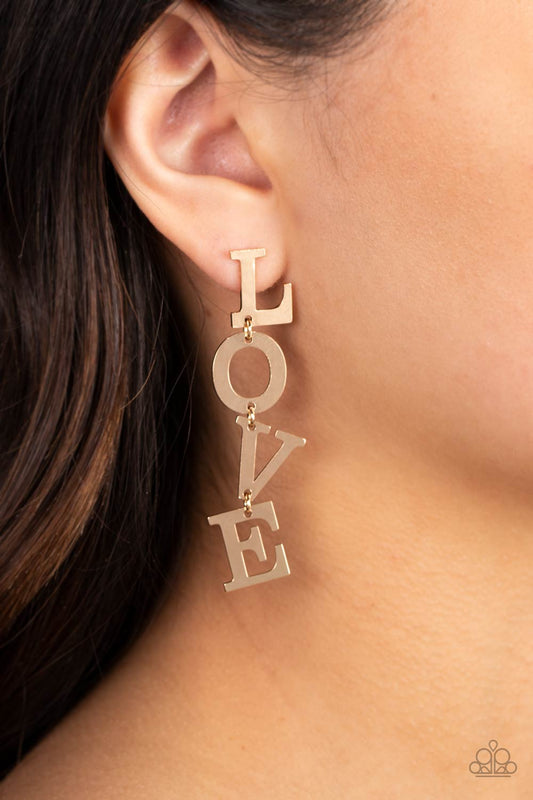 L-O-V-E - Gold Earrings - Paparazzi Accessories