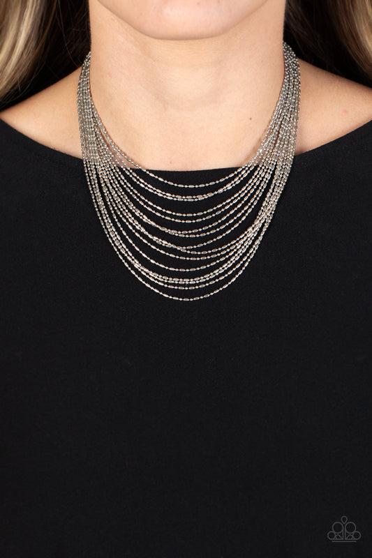 Cascading Chains - Silver Necklace - Paparazzi Accessories