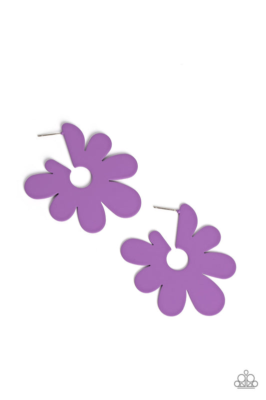 Flower Power Fantasy - Purple Earrings - Paparazzi Accessories