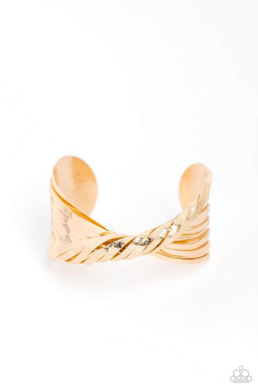 Radiant Ribbons - Gold Bracelet - Paparazzi Accessories