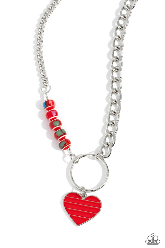 Mismatched Mayhem - Red Necklace - Paparazzi Accessories