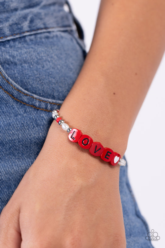 Love Language - Red Bracelet -Paparazzi Accessoreis