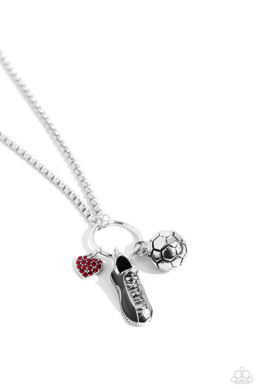 Corner Kick - Red Necklace - Paparazzi Accessories