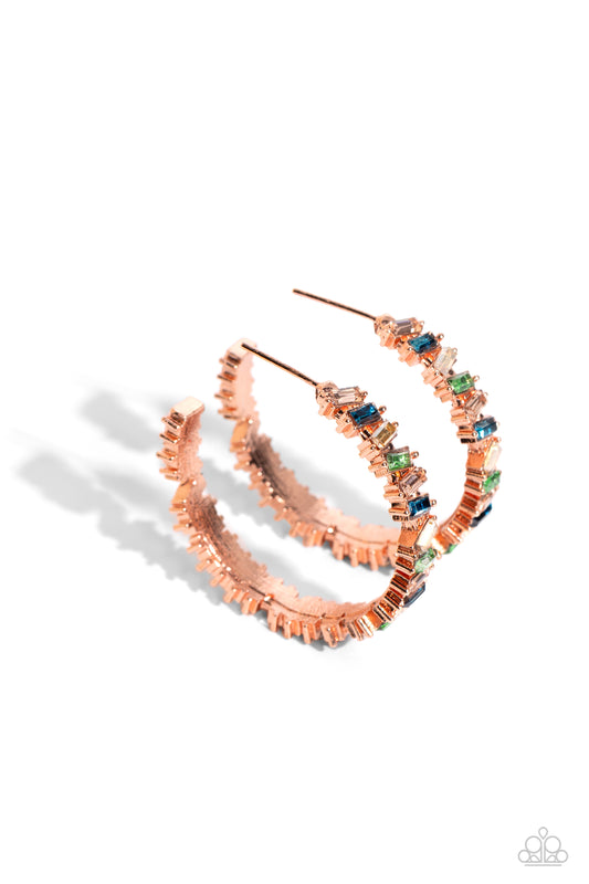 Effortless Emeralds - Copper Earrings - Paparazzi Accessories