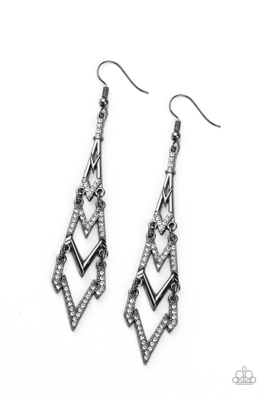 Electric Shimmer - Black Earrings - Paparazzi Accessories