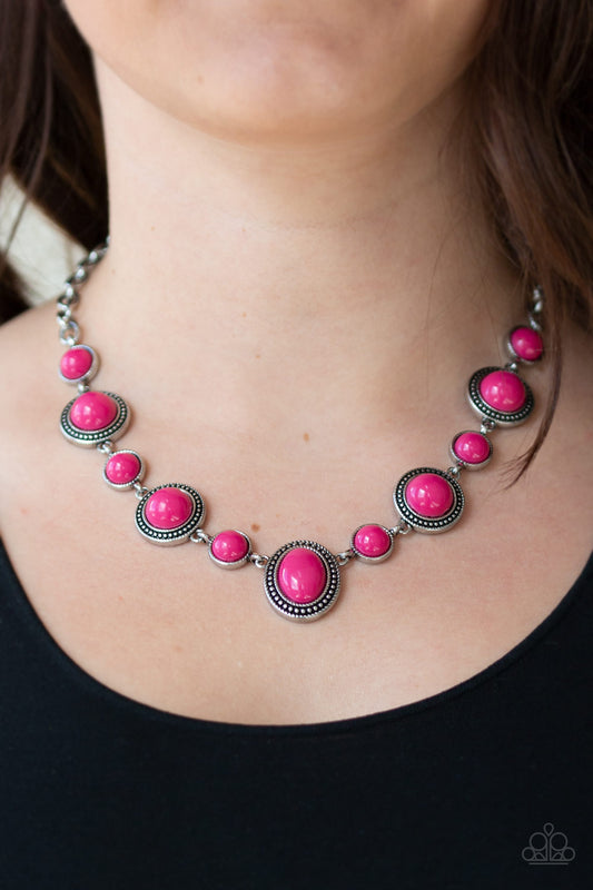 Voyager Vibes - Pink Necklace - Paparazzi Accessories - Jazzy Jewels With Lady J